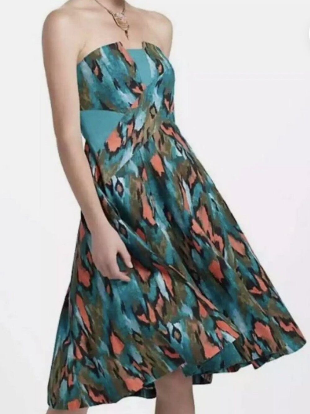 Anthropologie Girls from Savoy Ikat Strapless 100% Cotton Dress Size 0/Size S